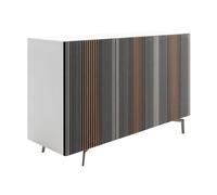 HORM buffet avec 3 portes CARLOS sur base Mid-Century Modern L 144 cm (H 112 cm, blanc brillant, 2 portes ouvrant à gauche et 1 à droite - bois [...]