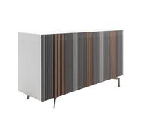 HORM buffet avec 3 portes CARLOS sur base Mid-Century Modern L 144 cm (H 80 cm, blanc brillant, 2 portes ouvrant à droite et 1 à gauche - bois [...]