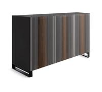 HORM buffet avec 3 portes CARLOS sur base Minimal Design L 144 cm (H 112 cm, hêtre teinté moka, 2 portes ouvrant à gauche et 1 à droite - bois [...]