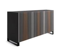 HORM buffet avec 3 portes CARLOS sur base Minimal Design L 144 cm (H 80 cm, hêtre teinté moka, 2 portes ouvrant à droite et 1 à gauche - bois et [...]