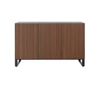 HORM buffet avec 3 portes LEON sur base Minimal Design L 144 cm (H 112 cm, 2 portes ouverture à gauche et 1 à droite - Hêtre teinté moka et [...]