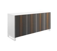 HORM buffet avec 4 portes CARLOS sur base Minimal Design L 192 cm (H 112 cm, blanc mat - bois et verre)