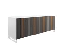 HORM buffet avec 4 portes CARLOS sur base Minimal Design L 192 cm (H 80 cm, blanc brillant - bois et verre)