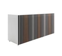 HORM buffet CARLOS 144 x 49 x H 66 cm (Blanc brillant, 2 portes ouverture à gauche et 1 à droite - bois et verre)