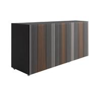 HORM buffet CARLOS 144 x 49 x H 66 cm (Hêtre teinté café, 2 portes ouverture à droite et 1 à gauche - bois et verre)