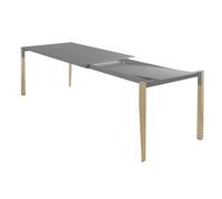 HORM table extensible à rallonge rectangulaire TANGO avec plateau en Fenix acier Hamilton (166 x 100 cm chêne naturel - Bois massift et Fenix)