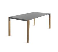 HORM table rectangulaire TANGO avec plateau en Fenix acier Hamilton (166 x 100 cm chêne naturel - Bois massift et Fenix)