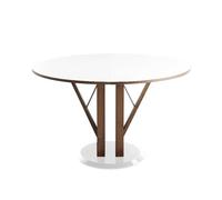HORM table ronde extensible à rallonge FLOWER (Blanc, noyer et marbre de Carrare - Bois massif, Fenix et marbre)