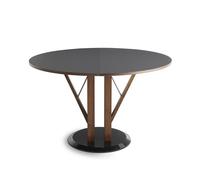 HORM table ronde extensible à rallonge FLOWER (Noir, noyer et marbre Marquina - Bois massif, Fenix et marbre)