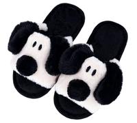 HORMAUWORD Pantoufles en mousse à mémoire de forme pour homme et femme - Pantoufles mignonnes en peluche - Pour intérieur et extérieur, noir/blanc, 10 Women/9 Men