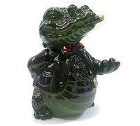 Hormsdar Financial Tycoon Crocodile Tea Pet - Figurine en résine changeant de couleur, décoration de plateau à thé Gongfu, cadeau amusant et porte-bonheur - Décoration Feng Shui (vert)