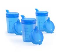Horn Medical Lot de 3 gobelets à bec verseur de 250 ml pour adulte avec deux couvercles (grande et petite ouverture) par lot - Couleur au choix (bleu)
