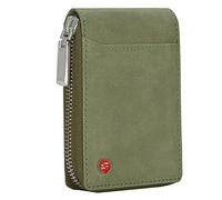 HORNBULL Steve Portefeuille en cuir avec blocage RFID pour homme | Porte-carte de crédit vertical, Vert, Portefeuille zippé