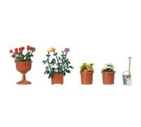HORNBY FRANCE - BUSCH - 1230 - CIRCUIT - TRAIN - BANDEAU DE 4 POTS DE FLEURS +SEAU/PELLE G