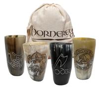 Hornerey Set de gobelets en corne « Odin » - Set viking - 300 ml - Avec corne à boire