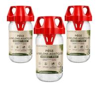 HORNET-PRO™ PIÈGE à Frelons asiatiques et Guêpes, en Verre, Écologique, Sélectif et Réutilisable pour jardins et ruches, fabriqué en France, Cuvigreen™ (x3)