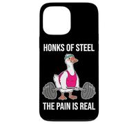 Hornks of Steel The Pain is Real Funny Gym Goose Workout Coque pour iPhone 13 Pro Max