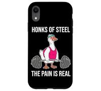 Hornks of Steel The Pain is Real Funny Gym Goose Workout Coque pour iPhone XR