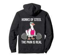 Hornks of Steel The Pain is Real Funny Gym Goose Workout Sweat à Capuche