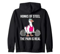 Hornks of Steel The Pain is Real Funny Gym Goose Workout Sweat à Capuche