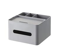 HornTide Boîte à mouchoirs 5-en-1 Organisateur de comptoir Multifonction 3X Compartiments 1x Plateau Boutique Papeterie Rangement Caddy HIPS Plastique (Gris)