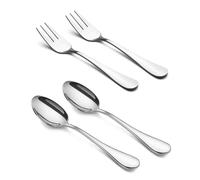 HornTide Service d'argenterie 12 pièces - 6 fourchettes à dessert et 6 cuillères à café, couverts en acier inoxydable poli miroir, 14 cm, idéal pour fruits, gâteaux, salades