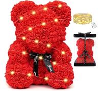 HORO.ES Ours en rose avec boîte cadeau - Ours en mousse artificielle - Cadeau Saint Valentin, amoureux, anniversaire, amour (40 cm)