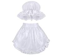 Horolam Accessoires de costume colonial - Ensemble d'accessoires de costume de pèlerin avec tablier à la taille, bonnet blanc pour femme de ménage, filles, femmes pour cosplay, blanc, taille unique