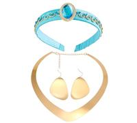 Horolam Accessoires de Déguisement Princesse Jasmine，Costume de Princesse Arabe Couronne Bandeau Boucles d'oreilles pour Carnaval Halloween Cosplay