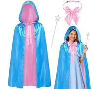 Horolam Ensemble de costume de fée pour marraine, accessoires de costume de fée avec cape à capuche, nœud papillon, étoile et bâton pour femme, pour Halloween, fête costumée