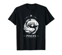 Horoscope Géométrique Poissons Astrologie Céleste T-Shirt Graphique avec Valeur, Homme, Noir, L