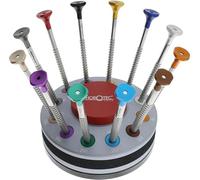 Horotec MSA01.218 - Assortiment de tournevis d'horloger en acier inoxydable, tête anodisée sur roulement à billes - Mèches en acier inoxydable - Fabriqué en Suisse (01.218-E)