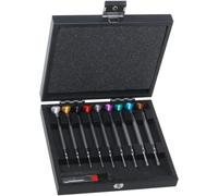 Horotec MSA01.218 - Assortiment de tournevis d'horloger en acier inoxydable, tête anodisée sur roulement à billes - Mèches en acier inoxydable - Fabriqué en Suisse (01.218-A)