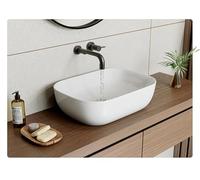 HOROW Évier de salle de bain ovale en céramique blanche de 60 x 40 x 40 cm, bord fin de 5 mm et bol à laver nano-scellé, idéal pour salle de bain moderne, (46 x 33 cm)