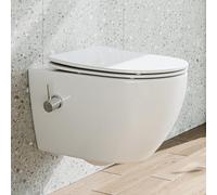 HOROW WC avec buse intégrée, WC suspendu avec fonction bidet, Taharet WC avec revêtement nano-revêtement, WC avec robinet, siège WC avec abaissement automatique, eau froide, 53 x 36 x 35 cm