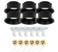 Horoz Electric 6x Spot Encastré Orientable MEYAN Rond Ø92 mm, Spot Encastrable de Plafond Noir avec LED GU10 5,5W 6500K Blanc Froid - Luminaire de Plafond - Lampe Plafonnier pour Cuisine, Couloir