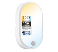 Horoz Electric Applique Murale LED avec Détecteur de Mouvement Exterieur & Intérieure PALERMO 15W 3CCT 3000K/4000K/6400K - Plafonnier LED Ovale Blanc - IP54 Étanche - Lampe pour Garage Cave Jardin