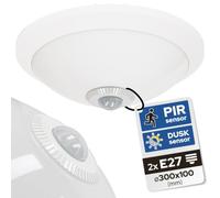 Horoz Electric Plafonnier LED 300 mm Blanc avec Détecteur de Mouvement PIR 360° & Capteur Crépusculaire - Lampe de Plafond E27 IP20 - Éclairage Intérieur Automatique