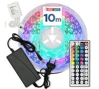 Horoz Electric Ruban LED RGB - 10m - 24V, 10 W/m, 800 lm/m, IP20, Bande LED avec Contrôleur, Alimentation et Télécommande pour la Décoration de Chambre, Salon, Cuisine, Chambre à Coucher