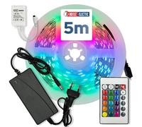 Horoz Electric Ruban LED RGB - 5m - 12V, 10 W/m, 800 lm/m, IP20, Bande LED avec Contrôleur, Alimentation et Télécommande pour la Décoration de Chambre, Salon, Cuisine, Chambre à Coucher