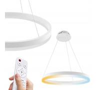 Horoz Electric Suspension LED HARVEY 53W 3710 lm Blanche - Plafonnier Suspendu Moderne Dimmable - 3CCT 3000K/4200K/6400K Réglable - Anneau Rond 60cm - Lampe pour Salon Salle à Manger