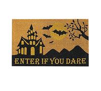 Horreur d'halloween Entrez Si Vous Osez Effrayant Maison Hantée Chauve-Souris Pleine Lune Tapis De Porte Facile À Nettoyer Paillasson Antidérapant Absorbant Paillasson Exterieur pour Accessoires