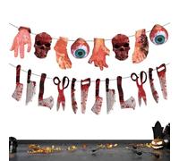 Horreur D'Halloweens - Gory & Chilling Halloween Party Banner Decoration | Bannière Gorgée Effrayante Du Thème Film D'horreur D'Halloween Adapté Aux Murs, Yards Et Maisons Hantées