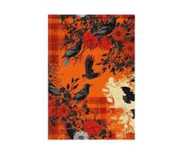 Horreur Halloween Floral Corbeaux Branches Arbre Chat Noir Drapeaux de prière Extérieur Bannière colorée pour décoration de jardin 71 x 101 cm Double face