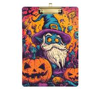 Horreur Halloween Nain Grimace Citrouille Acrylique Solutions de bureau Porte-bloc Lettre Standard A4 Transparent pour enseignant infirmière Or 30,5 x 22,9 cm Tabla para escribir