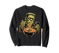 Horreur Monster Mangeant Ramen Téléphone Halloween Drôle Sweatshirt