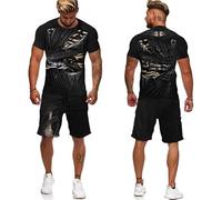 Horreur Ripper Squelette Impression 3D T-Shirt et Short de Plage pour Hommes Ensemble de survêtement d’été Ensemble 2 pièces Ensemble Tenue Streetwear