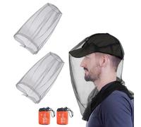 HORREX 2 Chapeau Moustiquaire Tete,Moustiquaire Visage Filet de Chapeau PêChe,Anti Insectes Filet de Protection TêTe pour Apiculteur Randonné e Camping Escalade (Gris)