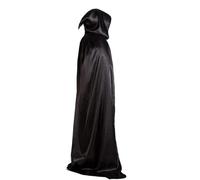 HORREX Cape Halloween, Cape Noir Médiéval Déguisement Halloween Homme à Capuche Deguisement Vampire Cosplay, Costume Scream Adulte Unisexe pour Carnaval Soirée à Thème Costume de Sorcière (130 cm)