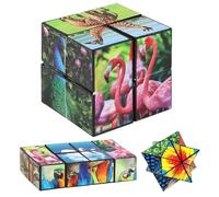 HORREX Cube Magique, Cube Magique Enfant 2 en 1, Casse Tete 3D Antistress Créatif, Infinity Cubes Animaux Adapté à L'entraînement Cérébral Cadeaux de Noël Tous âges Anti-Stress